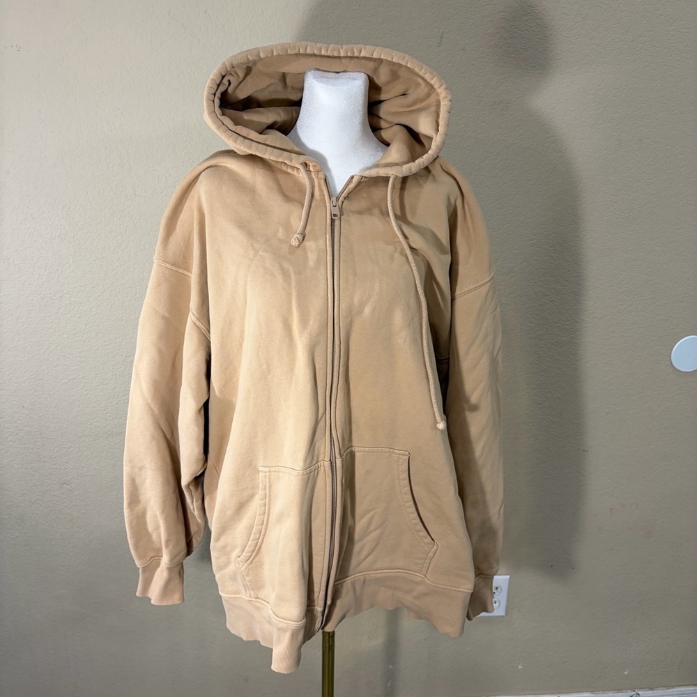 ARITIZIA TNA Cozy AF Boyfriend Zip UP Hoodie Tan Unisex Sz 3 Outdoor Casual Cozy